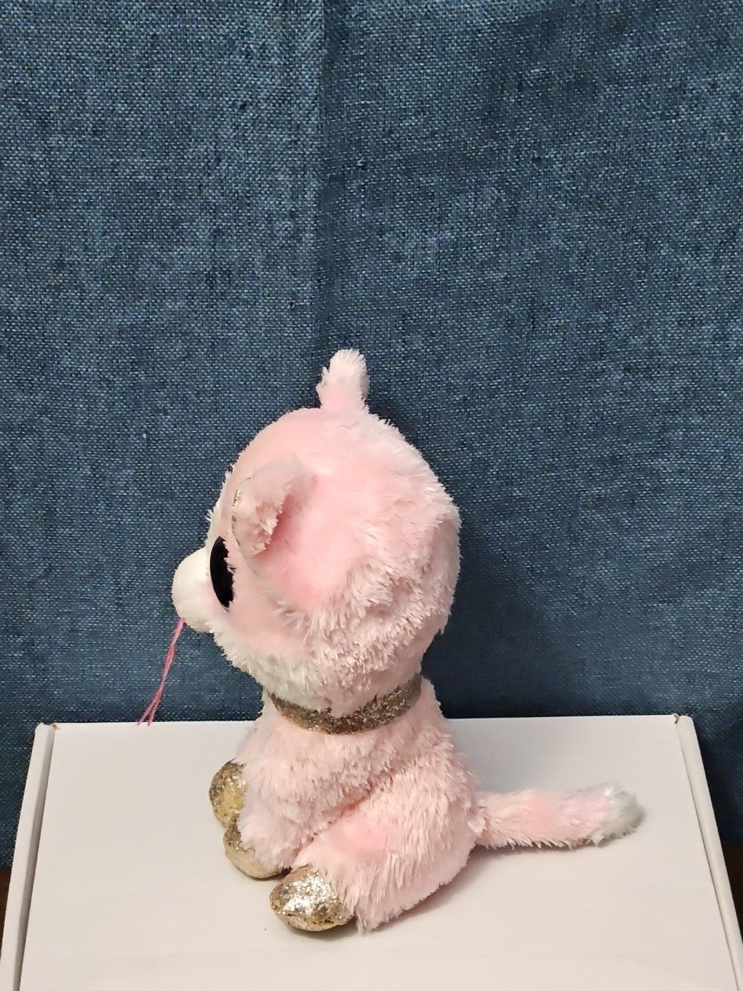 Ty Beanie Boos Fiona Pink Cat Plush | Glitter Eyes & Gold Feet | 6-9"
