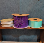 Robert Stanley Ribbon Lot 4 Purple Teal Silver Mesh Wired Craft Destash