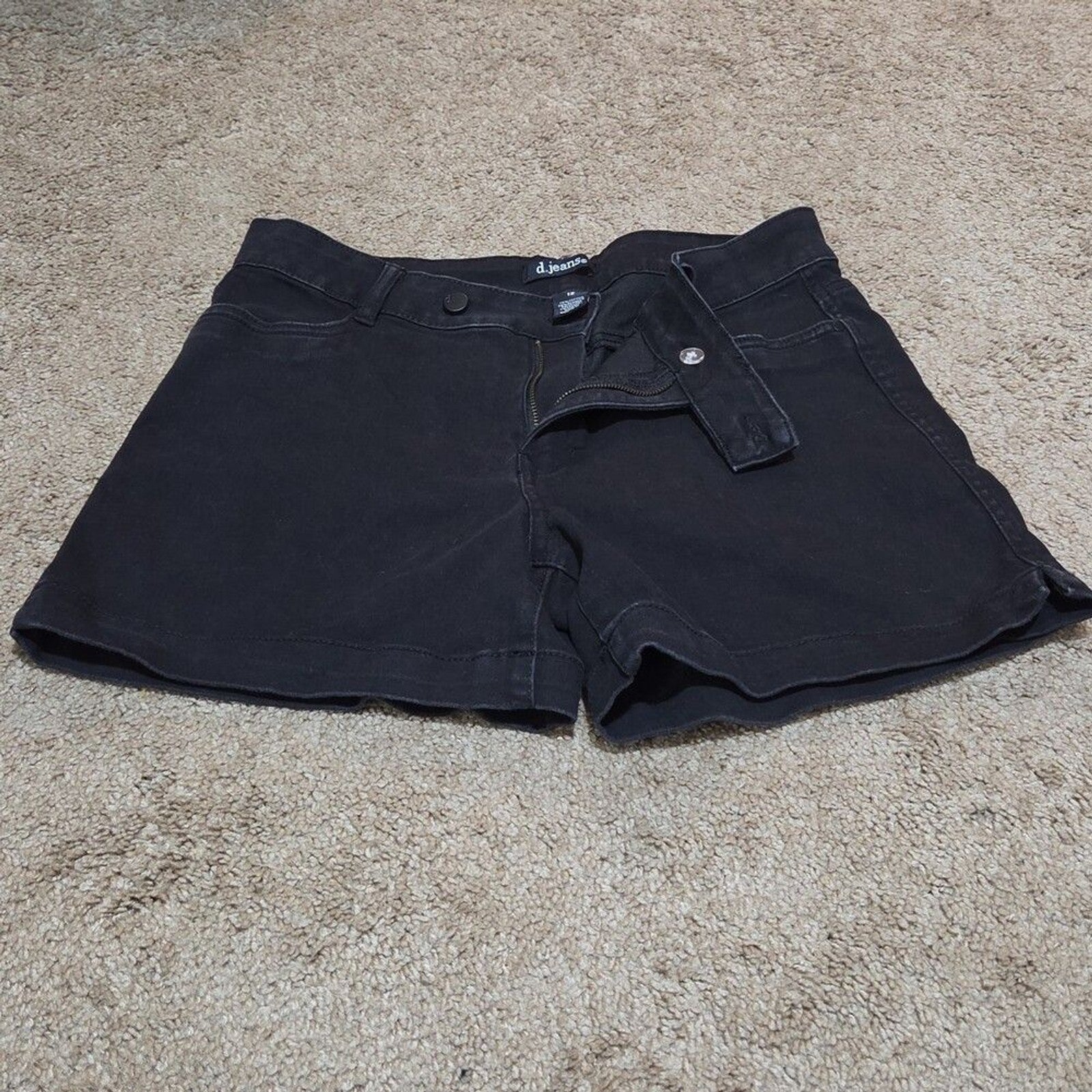 d.jeans High Waist Shorts Black Repreve Stretch Denim Modern Preowned Size 12