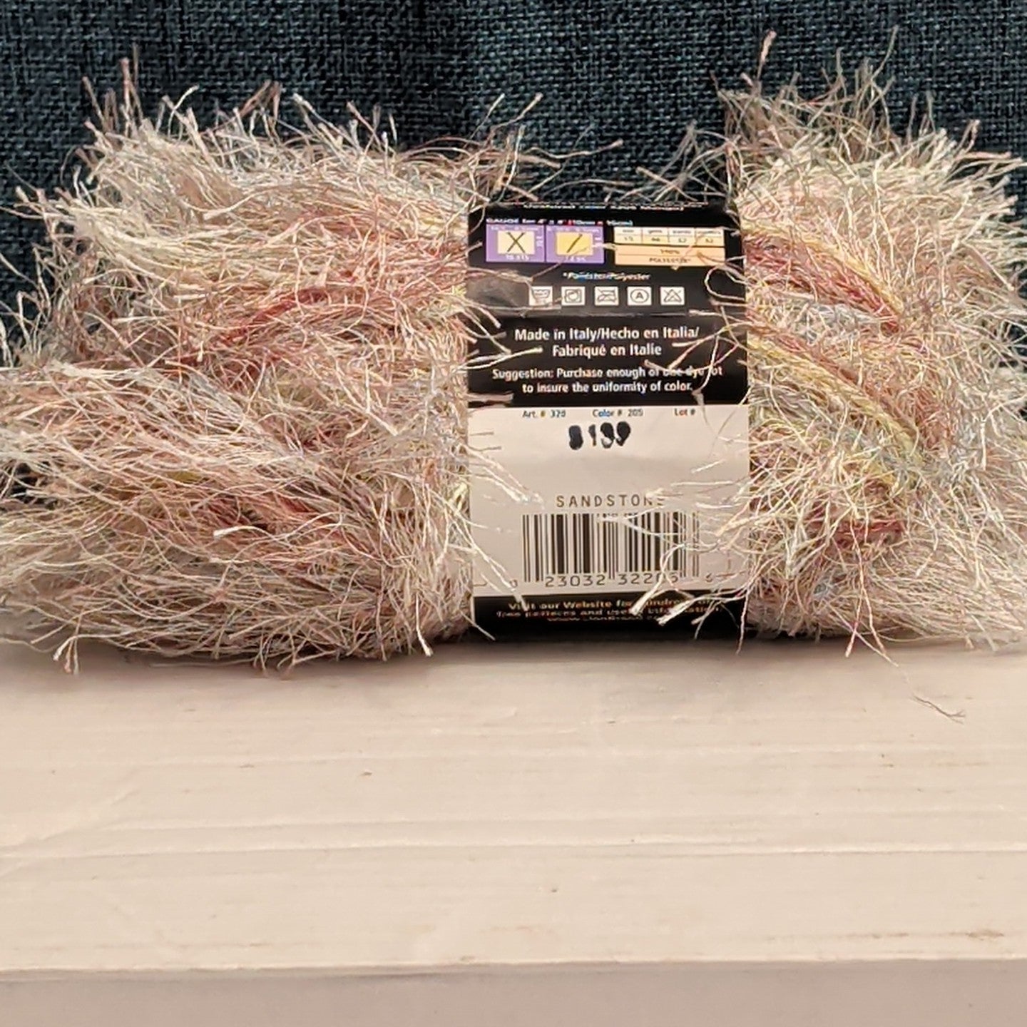 Lion Brand Fun Fur Prints Yarn 1 Skein Sandstone 225 Made in Italy Eyelash NOS