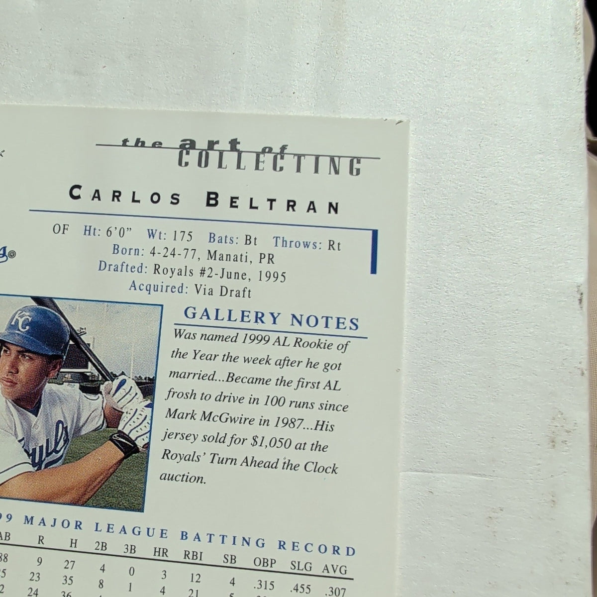 2000 Topps Gallery Carlos Beltran #7 Royals Canvas 1999 ROY HOF Vibe