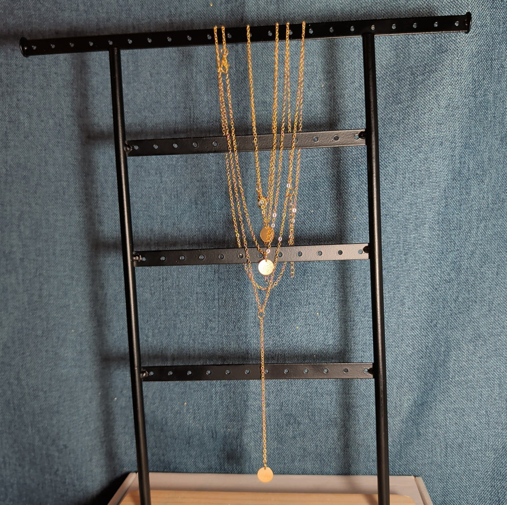 Layered Necklace Gold Tone Medallion Minimalist