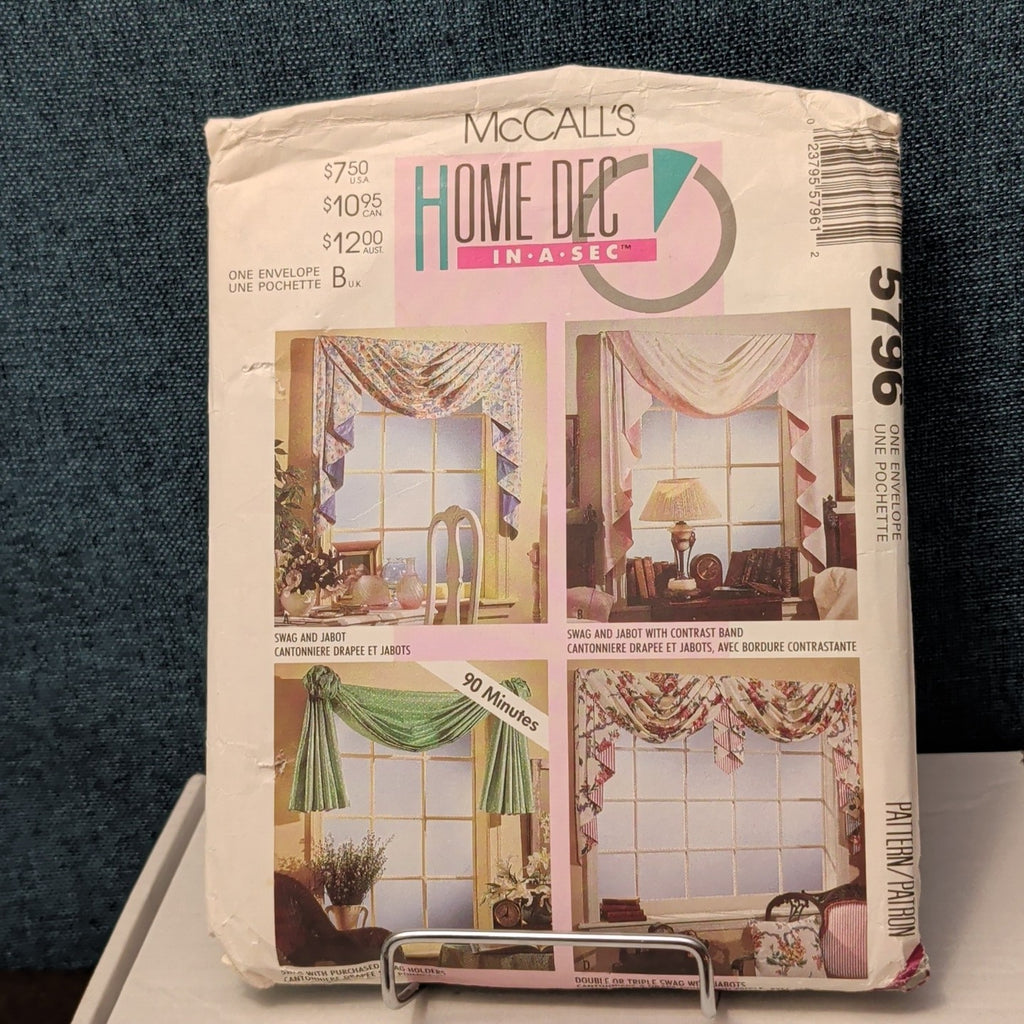 Vintage McCALL'S 5796 Sewing Pattern | Window Swags & Jabots | Curtains 1992 OOP