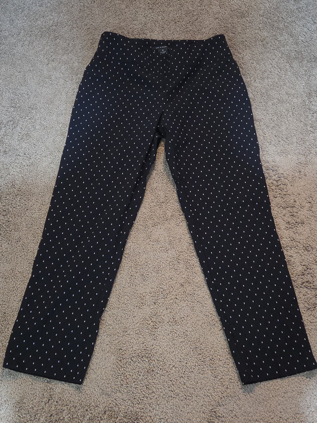 Zac & Rachel Pants 12 Black White Polka Dot Pull On Stretch