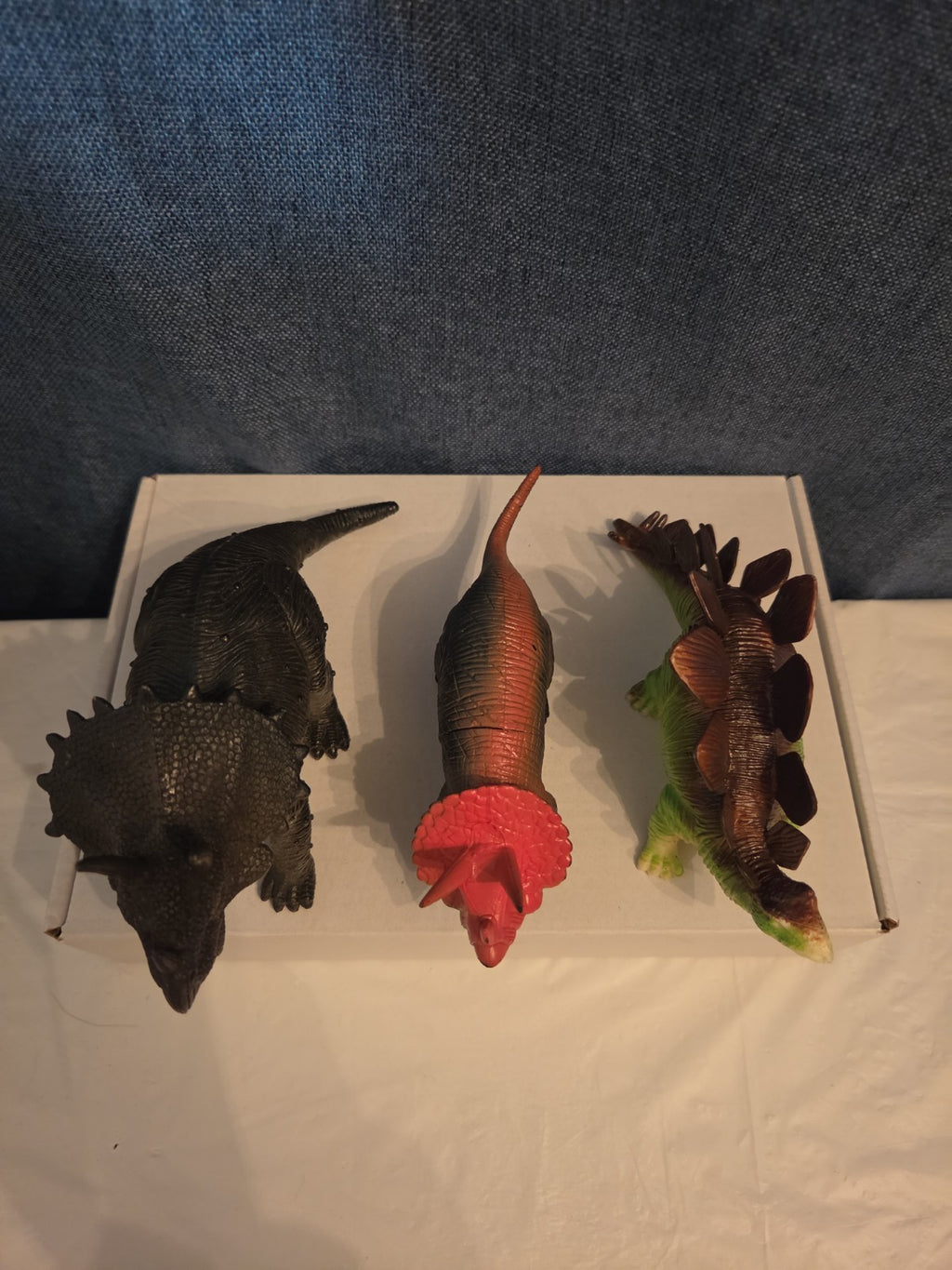 Dinosaur Toy Figures Lot of 3 Triceratops Stegosaurus Vintage Plastic Toy