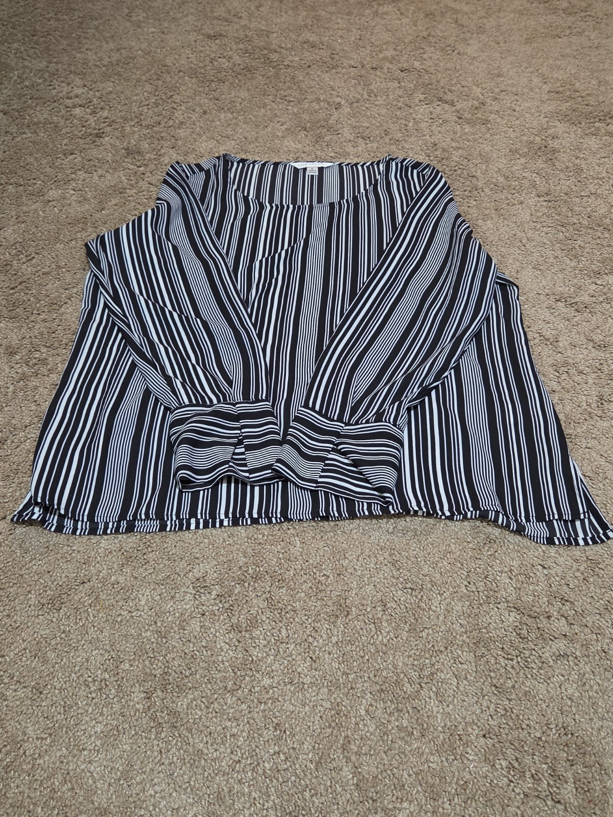 Counterparts Striped Blouse Women XL Black White Long Sleeve Top