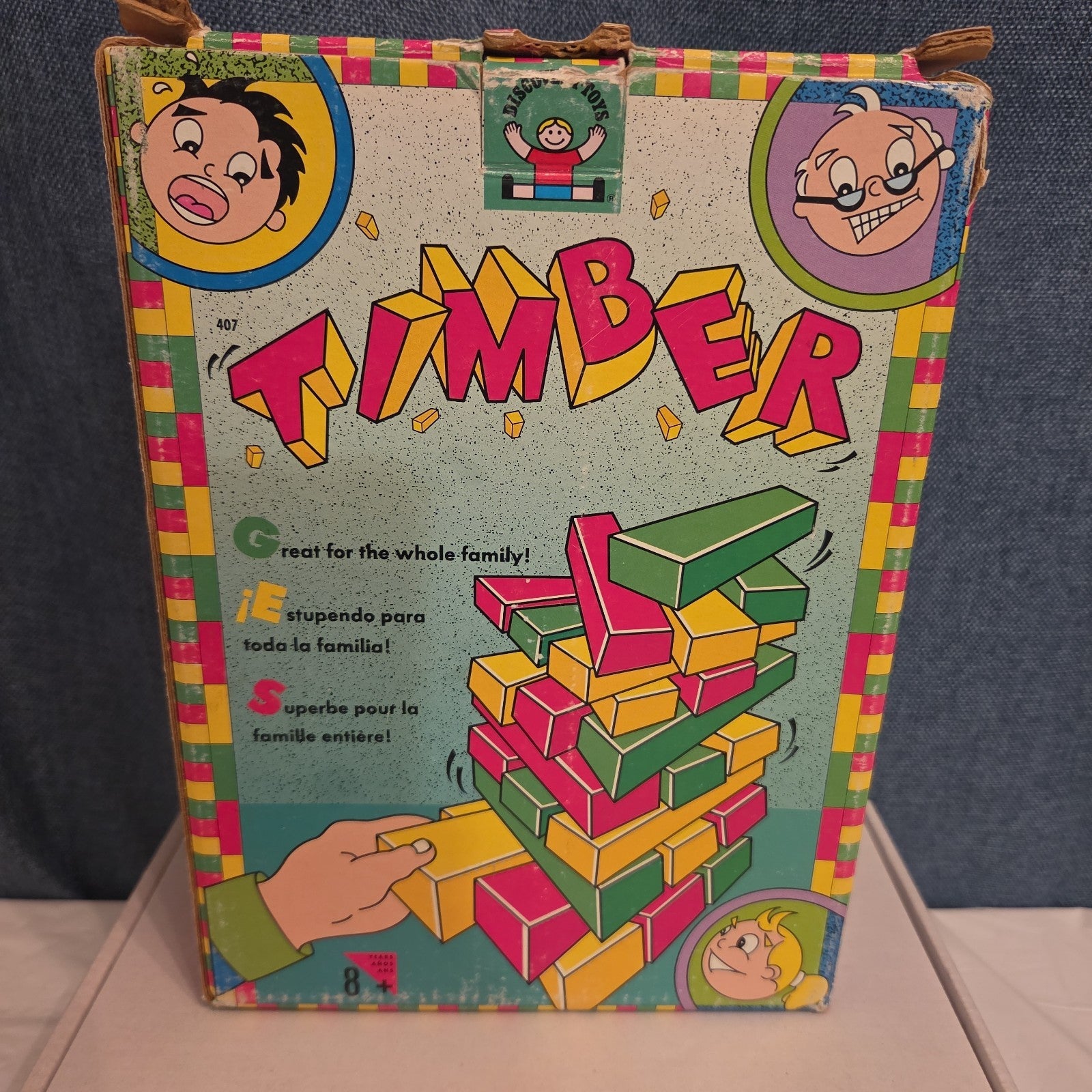 Vintage Discovery Toys Timber Wooden Block Stacking Game