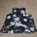 Simply Styled Sears Floral Sleeveless Blouse Tiered Top L