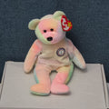 TY Beanie Baby B.B. BEAR The Birthday Bear 1999 | Pastel Tie-Dye | Mint Tags NEW