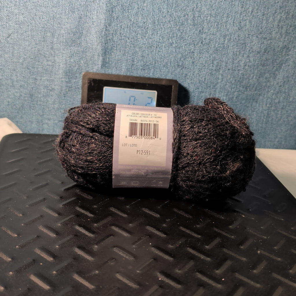 Loops & Threads Dewdrops Yarn #14 Jet Black Sequins Mohair Bulky DISCONTINUED
