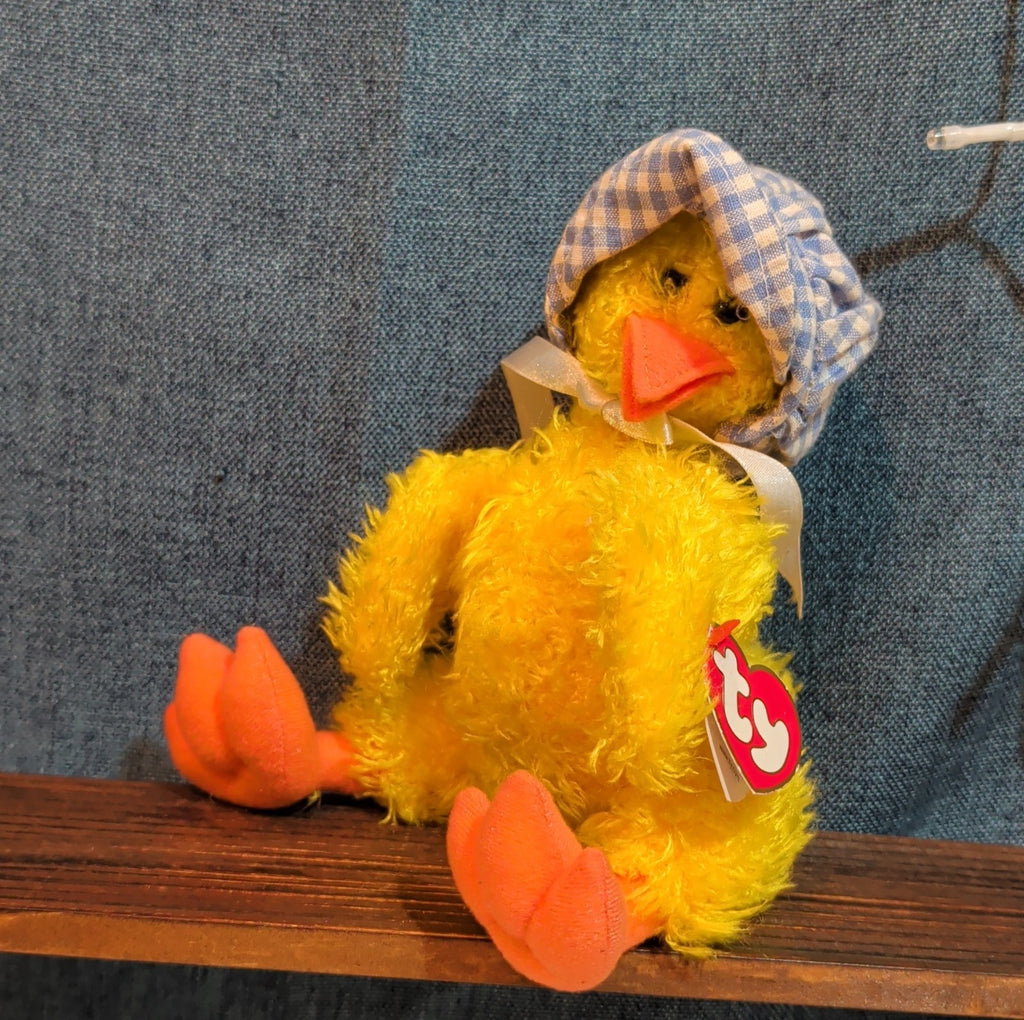 Ty Bonnie Yellow Baby Chick Plush Gingham Bonnet 1993 Vintage