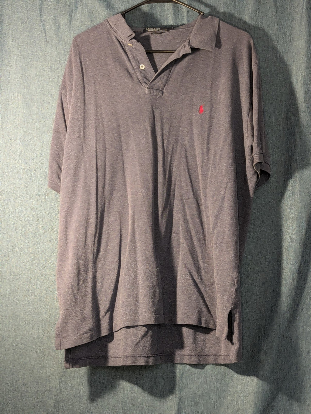 Vintage 90s Polo Ralph Lauren Shirt Men's Large Gray Red Pony Logo Cotton