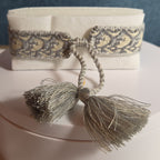 J'Adore Woven Friendship Bracelet Grey Tassel Designer Inspired