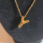 Y Initial Bubble Letter Necklace Gold Tone Satellite