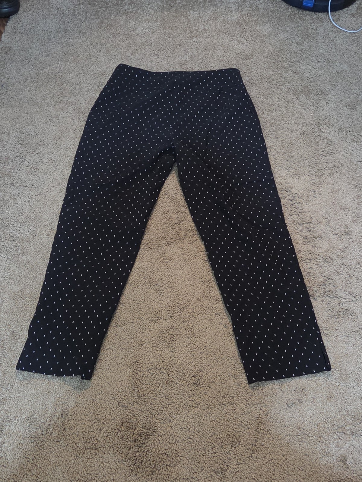 Zac & Rachel Pants 12 Black White Polka Dot Pull On Stretch