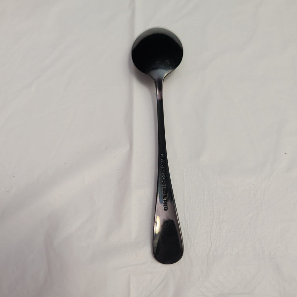 Set of 7 Black Stainless Steel Spoons 18/0 Modern Flatware Teaspoons Clean