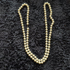 Vintage 54" Champagne Hand Knotted Faux Pearl Flapper Necklace