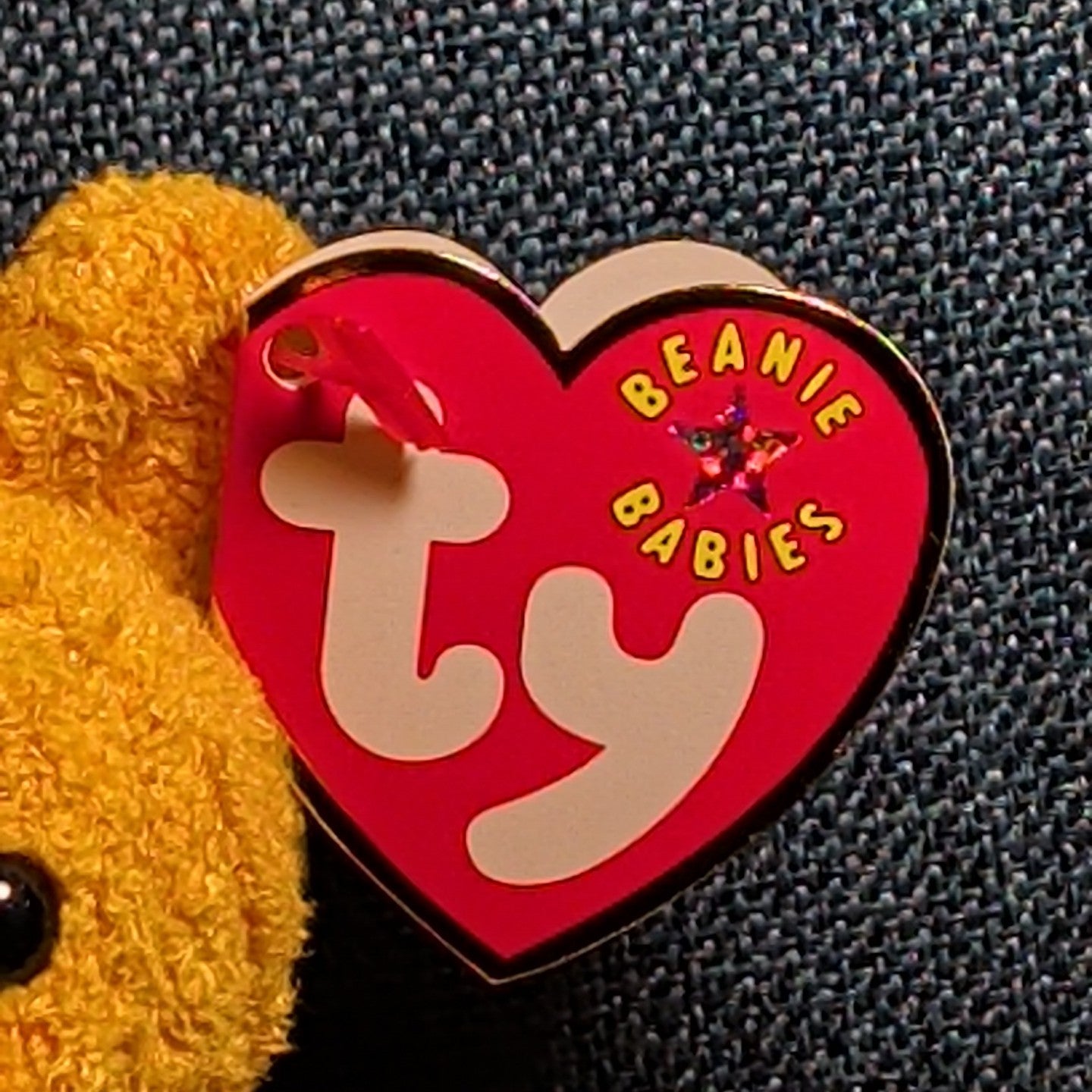 Ty Beanie Baby POOPSIE THE BEAR | 2001 Retired MWMT | Vintage Yellow Teddy Bear
