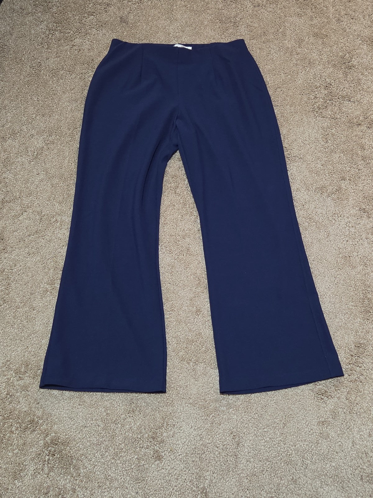 TravelSmith Pants Womens MP Navy Blue Wide Leg Stretch Travel Pull On Style 3212