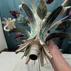 Vintage Floral Chandelier 6-Arm | Purple Tulips MCM | Hollywood | Tested