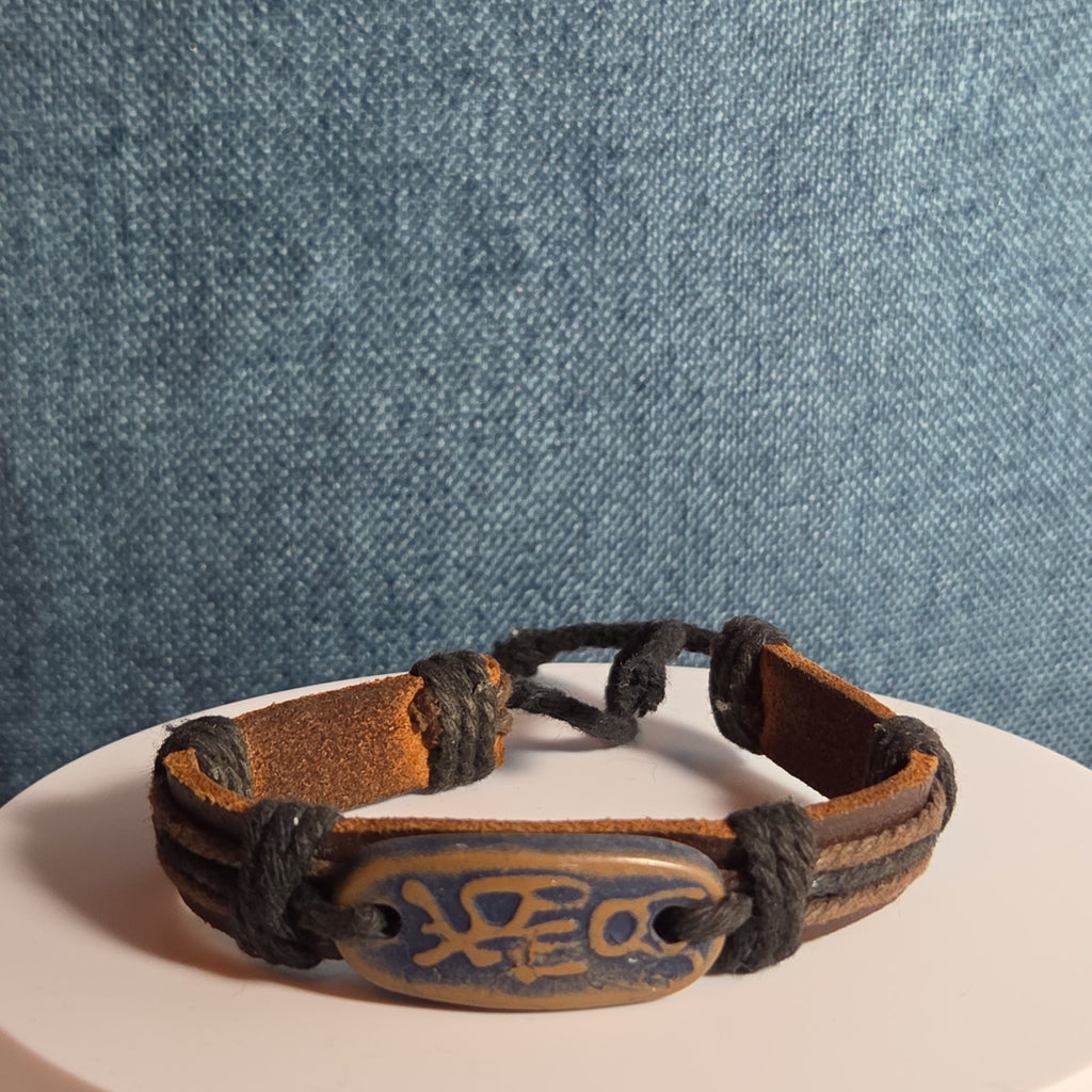 Leather Hemp Tribal Wrap Bracelet