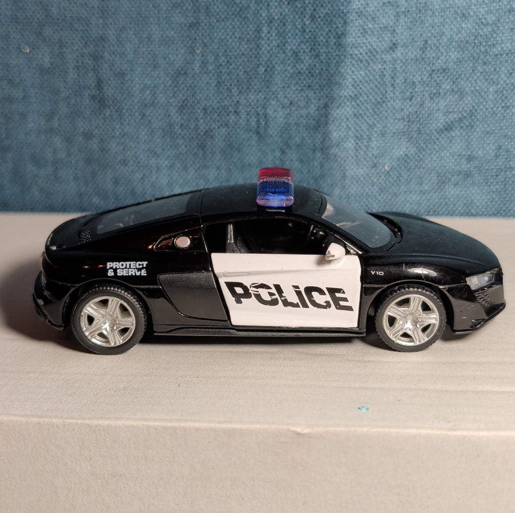 RMZ City Audi R8 Police Car 1/36 Diecast Pull Back Opening Doors PreOwned