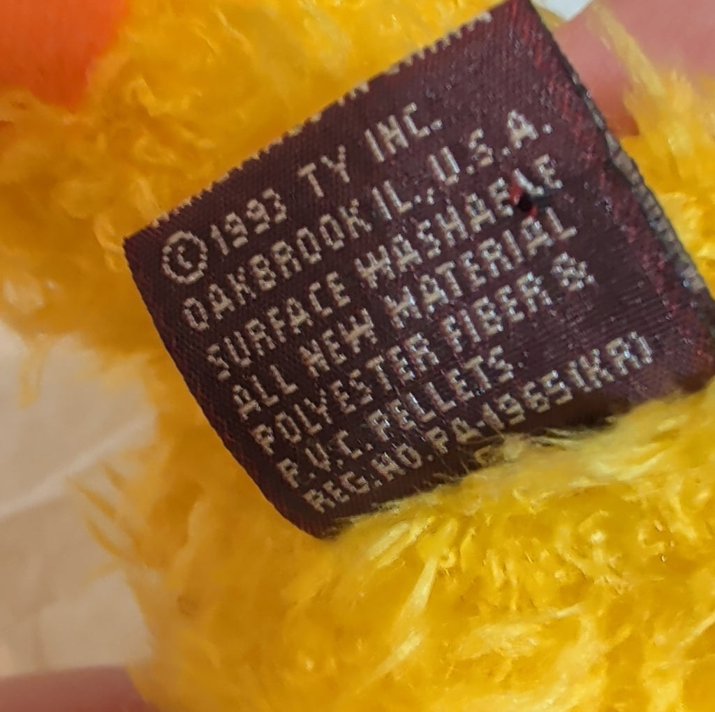 Ty Bonnie Yellow Baby Chick Plush Gingham Bonnet 1993 Vintage