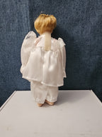 Vintage Porcelain Angel Doll | Blonde Guardian Angel with Halo