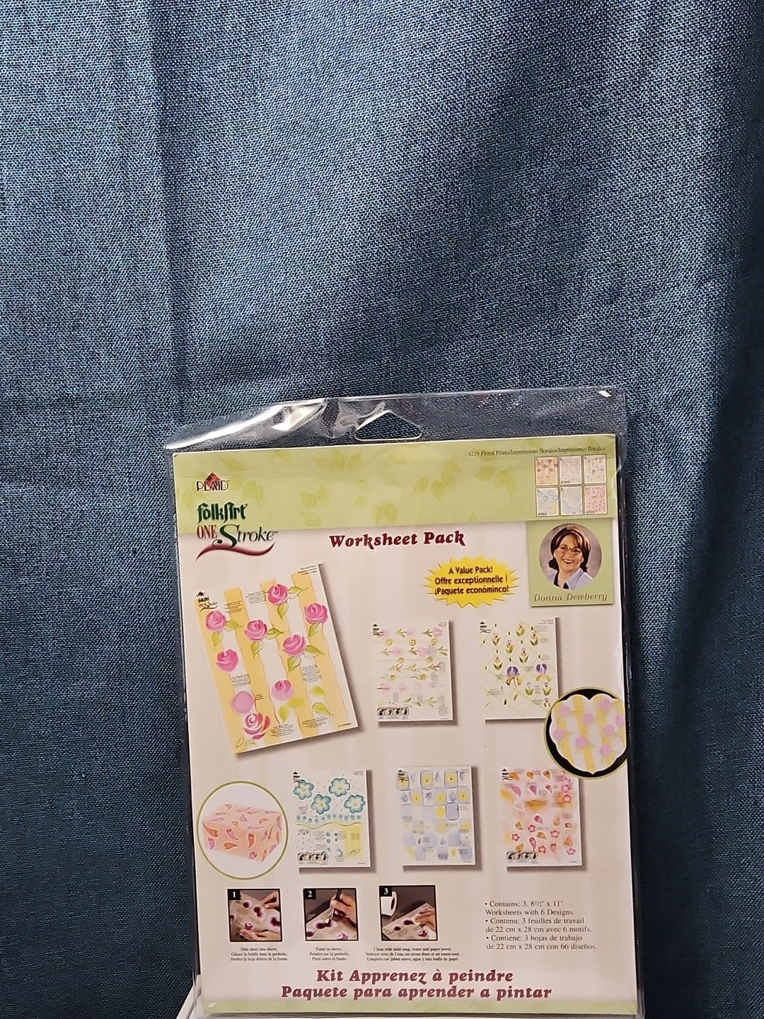 Set of 3 FolkArt One Stroke Painting Worksheet Packs | Flowers #4219 | Reusable