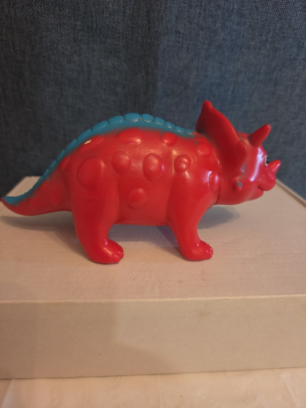 Kid Connection Triceratops Dinosaur Toy Red Blue 7" Long Plastic Figure Toddler