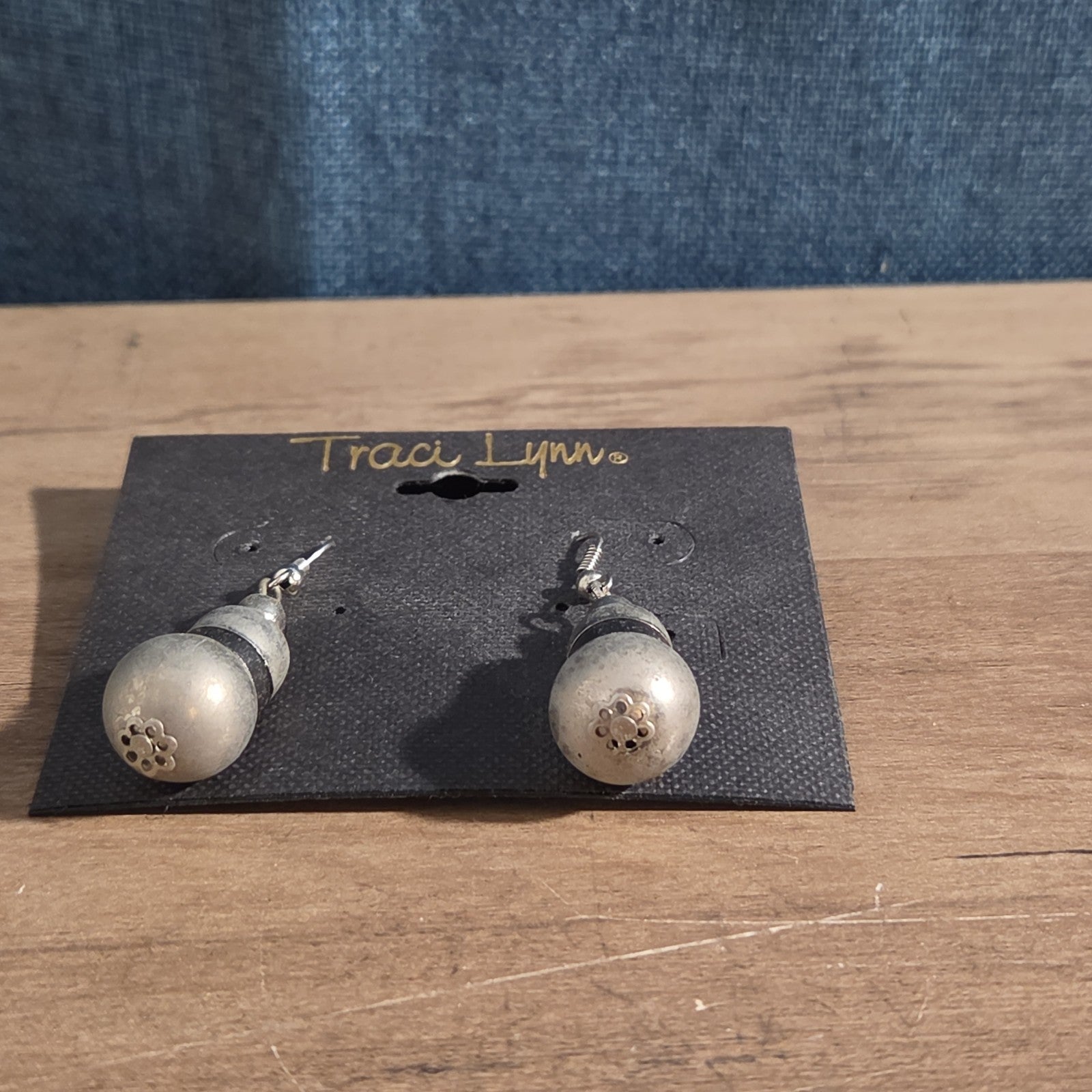 Traci Lynn Parachute Drop Earrings Silver Tone Brushed Dangle