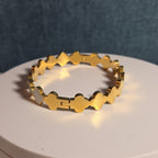 Hinged White Clover Bangle Bracelet Gold Tone Enamel