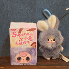 Baby Three Super Mini Bunny Letter S Gray Plush Bag Charm Pendant