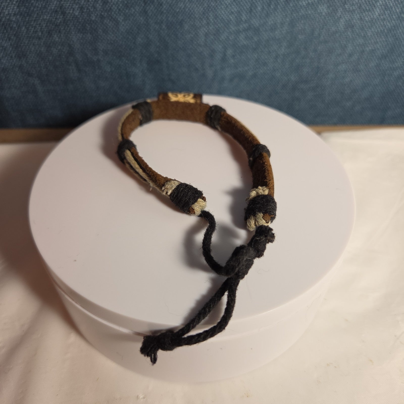 Boho Tribal Leather Cord Bracelet Carved Bead Unisex