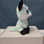 Ty Beanie Boos Atlas Aqua Chevron Fox 6" Plush Blue Glitter Eyes Retired MWMT