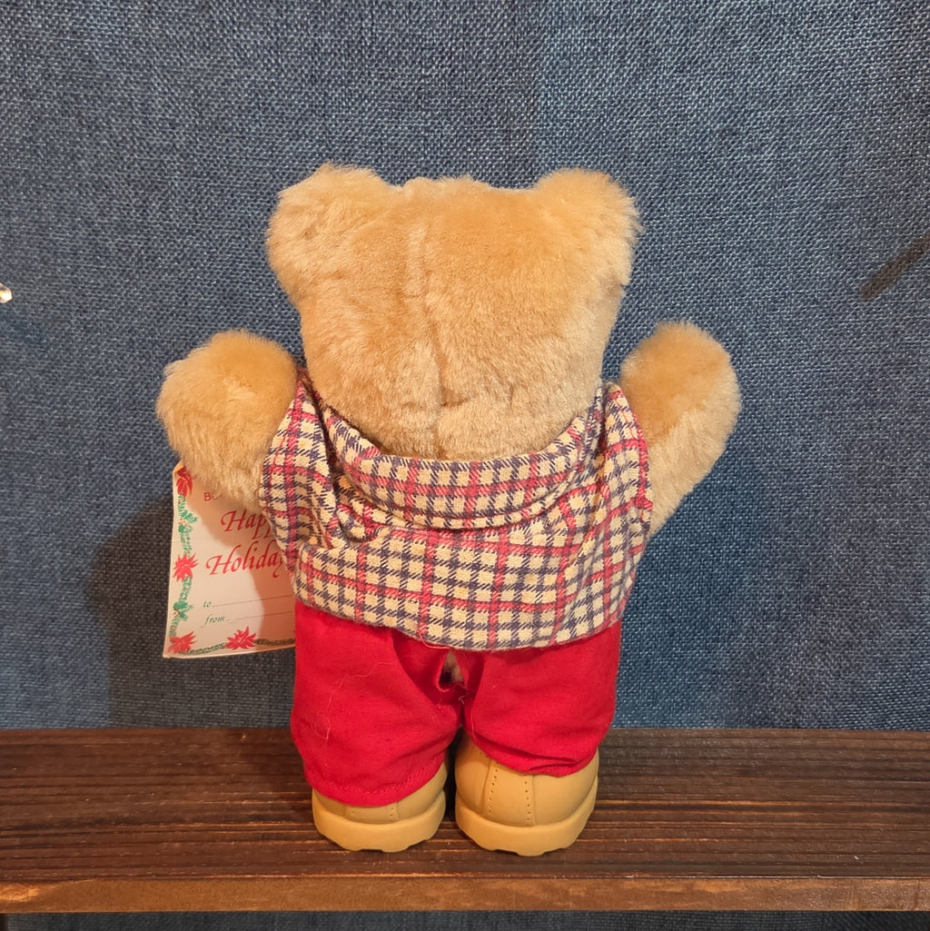 Wendy's Furskins Boone Bear Plush Plaid Outfit 1986 Vintage Holiday Tagged