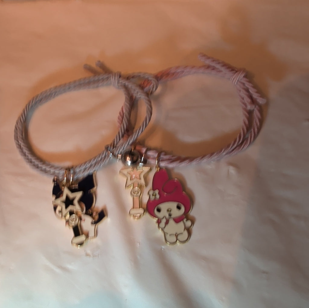 Kuromi My Melody Magnetic Friendship Bracelet Set Enamel Kawaii Y2K  OS