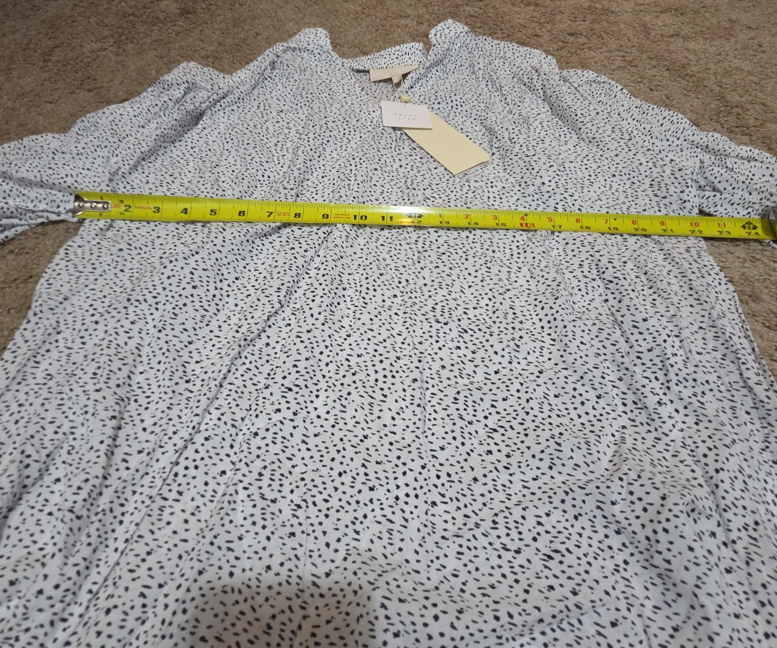Grand & Greene Blouse Womens XL Speckled Print V-Neck Long Sleeve NWT Shirt