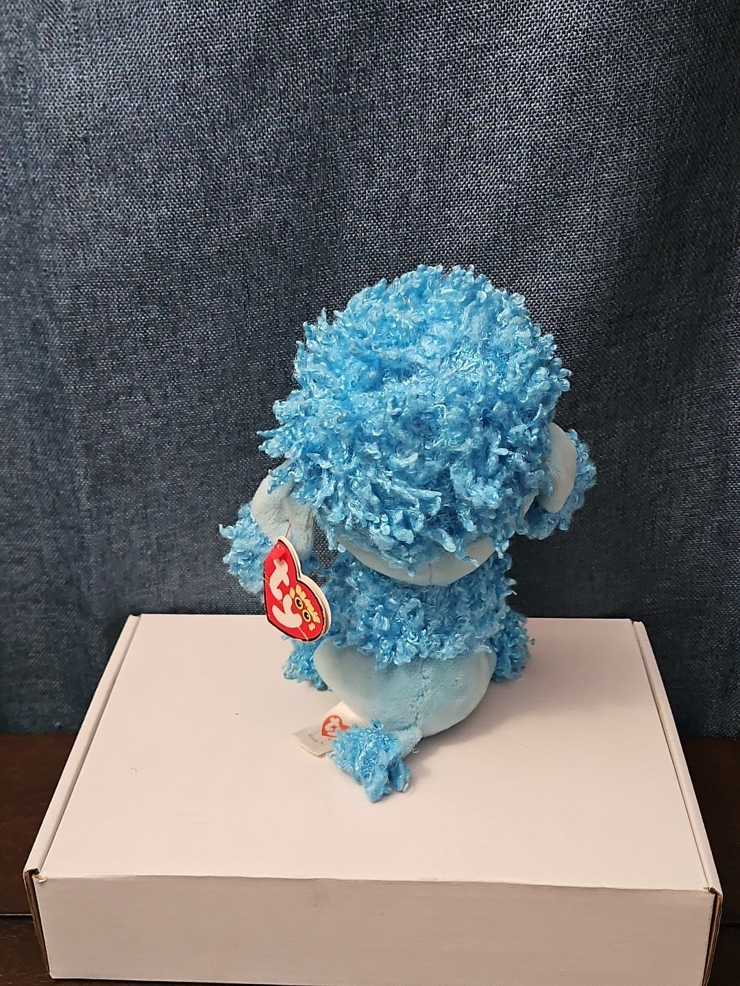 Retired Ty Beanie Boos Mandy Blue Poodle Plush 10" Medium Buddy |  Sparkle Eyes