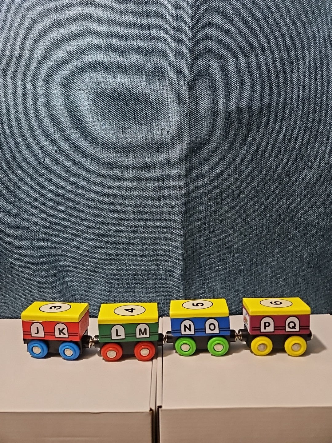 Wooden Magnetic Train Set 13 pc | Alphabet Letters A-Z & Numbers 0-10
