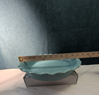 Paula Deen Pie Plate Robin's Egg Blue Speckled Stoneware 11.25" Ruffled Edge