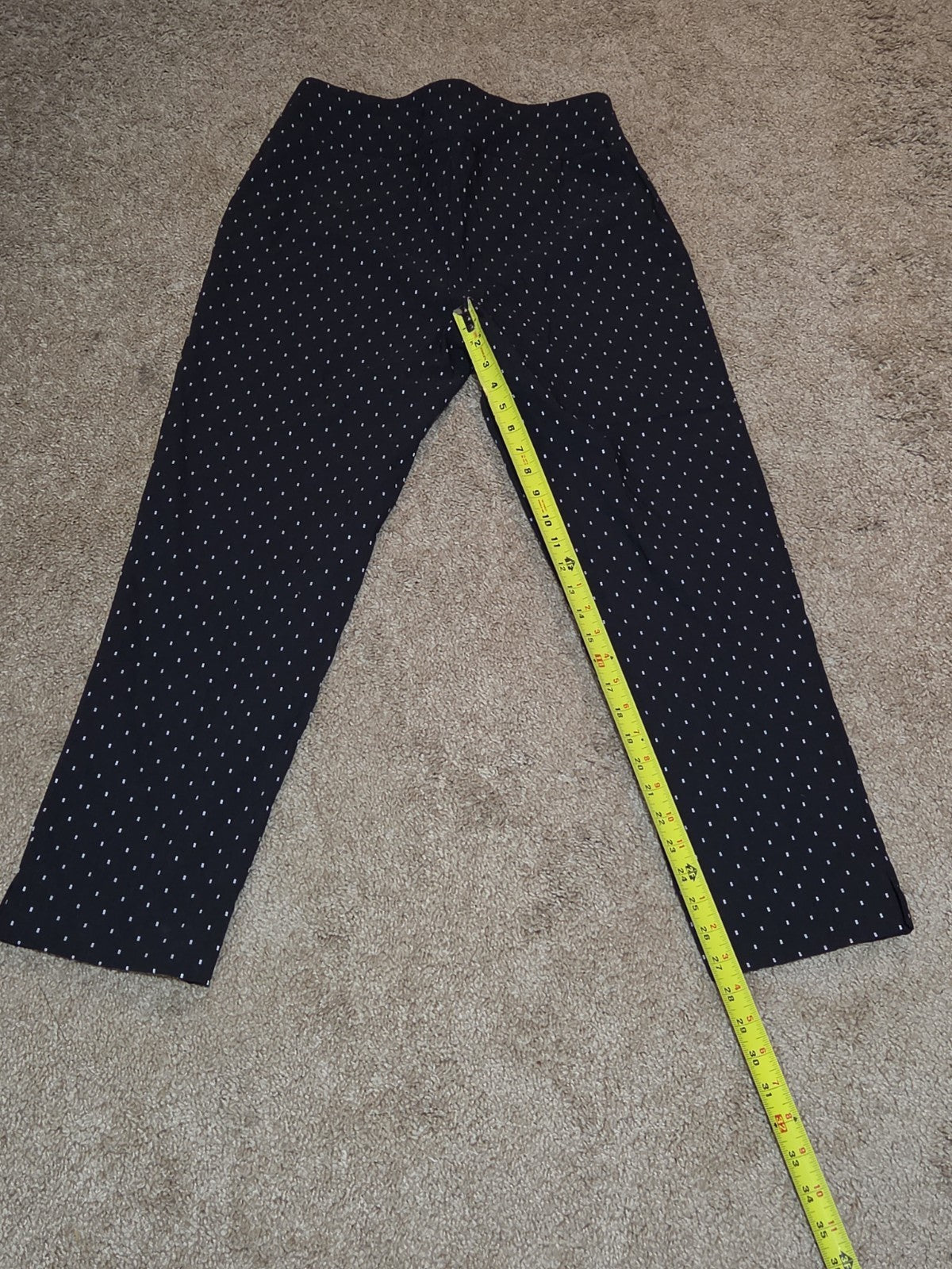 Zac & Rachel Pants 12 Black White Polka Dot Pull On Stretch