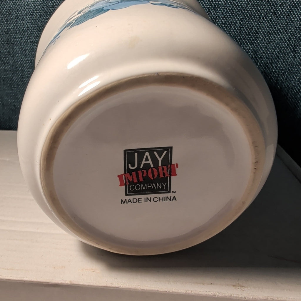 Jay Import Blue Rose Ceramic Canister with Lid Floral Farmhouse Decor 5" Jar