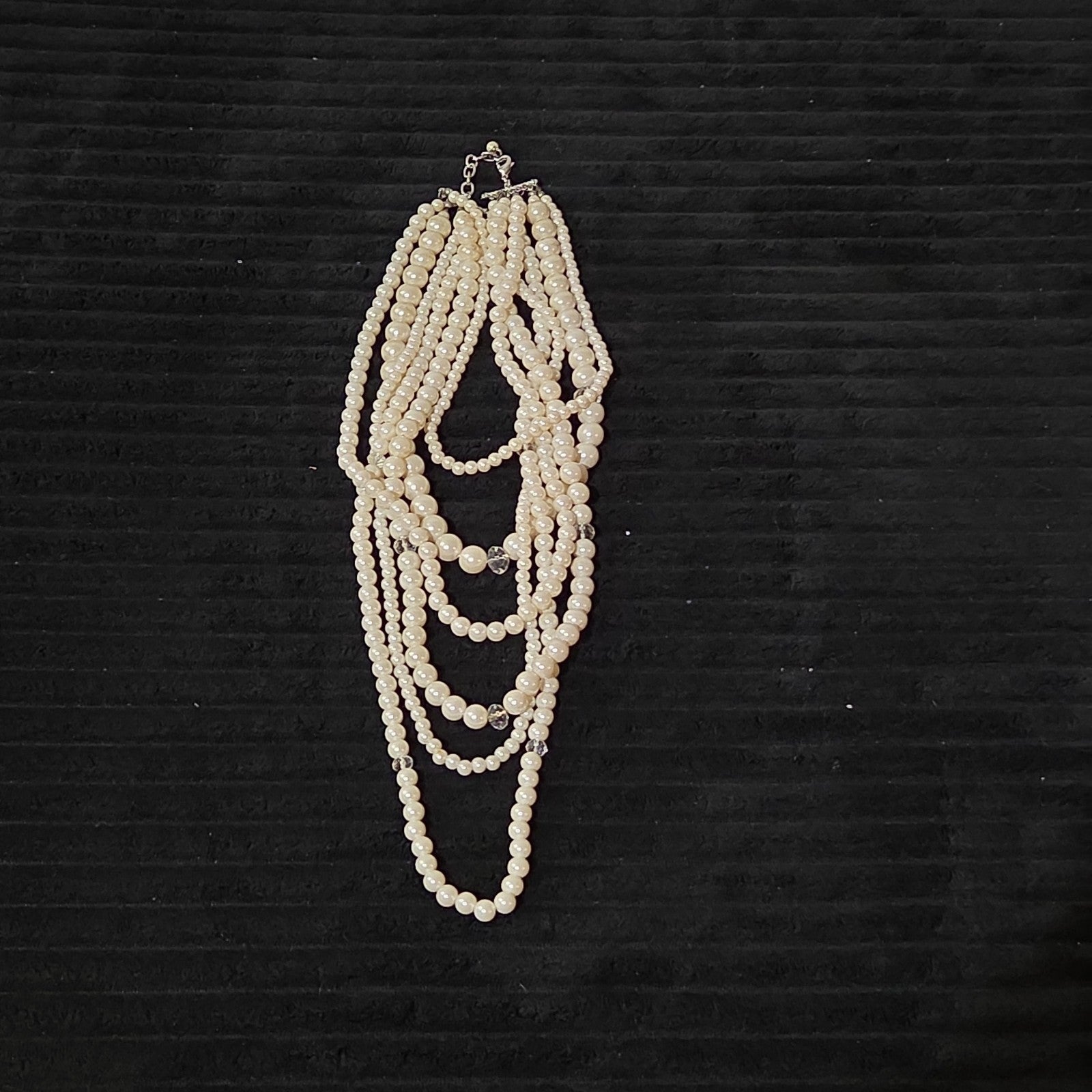 Multi Layered Faux Pearl Statement Necklace Coquette Vibe