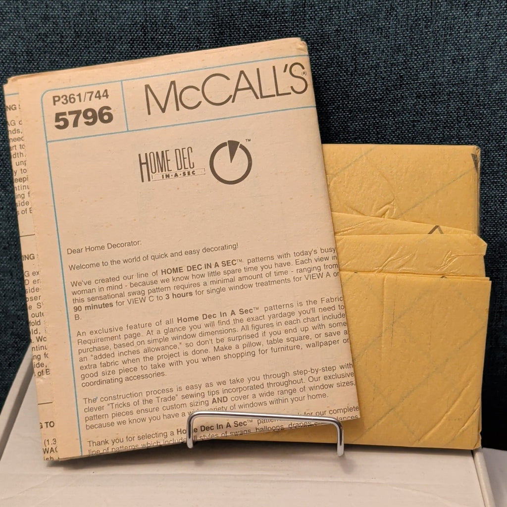 Vintage McCALL'S 5796 Sewing Pattern | Window Swags & Jabots | Curtains 1992 OOP