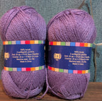 Herrschners Afghan Yarn 2 Ply Grape Purple Acrylic 2 Skein Lot