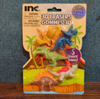 Inc 3D Dinosaur Erasers Set 5-Pack Latex-Free Kids