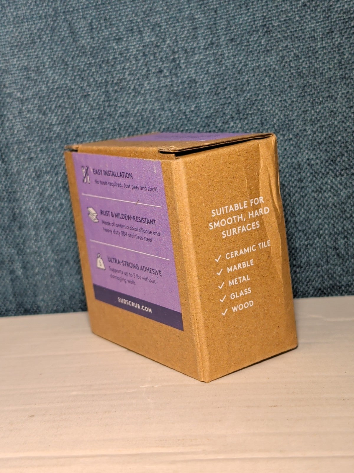 NEW Sud Scrub Antimicrobial Shower Hook Purple | Adhesive Rust-Resistant Holder
