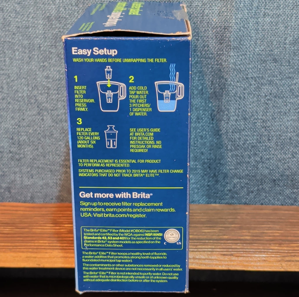 Brita Elite Replacement Water Pitcher Filters 2 Count Pack NIB 6 Month