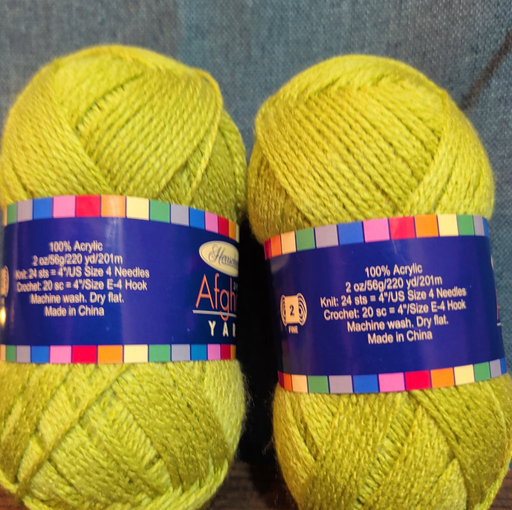 Herrschners Afghan Yarn 2 Ply Celadon Green Acrylic 2 Skein Lot 0046